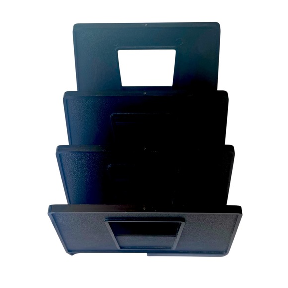 Adjustable Black Plastic File Folder Rack/Sorter.   Rack has 3 Slots. Organizer. - Picture 2 of 5